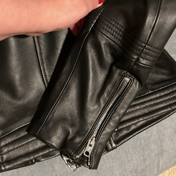 NWOT Michael Kors Black Moto Leather Jacket Medium - Picture 6 of 8